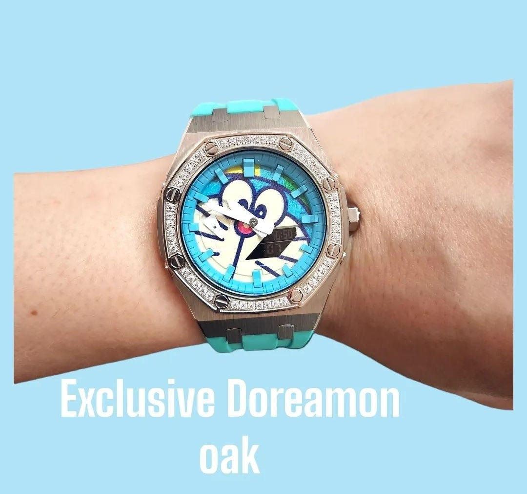 Doreamon g-oak custom in single row diamond on tiffany blue strapstyle